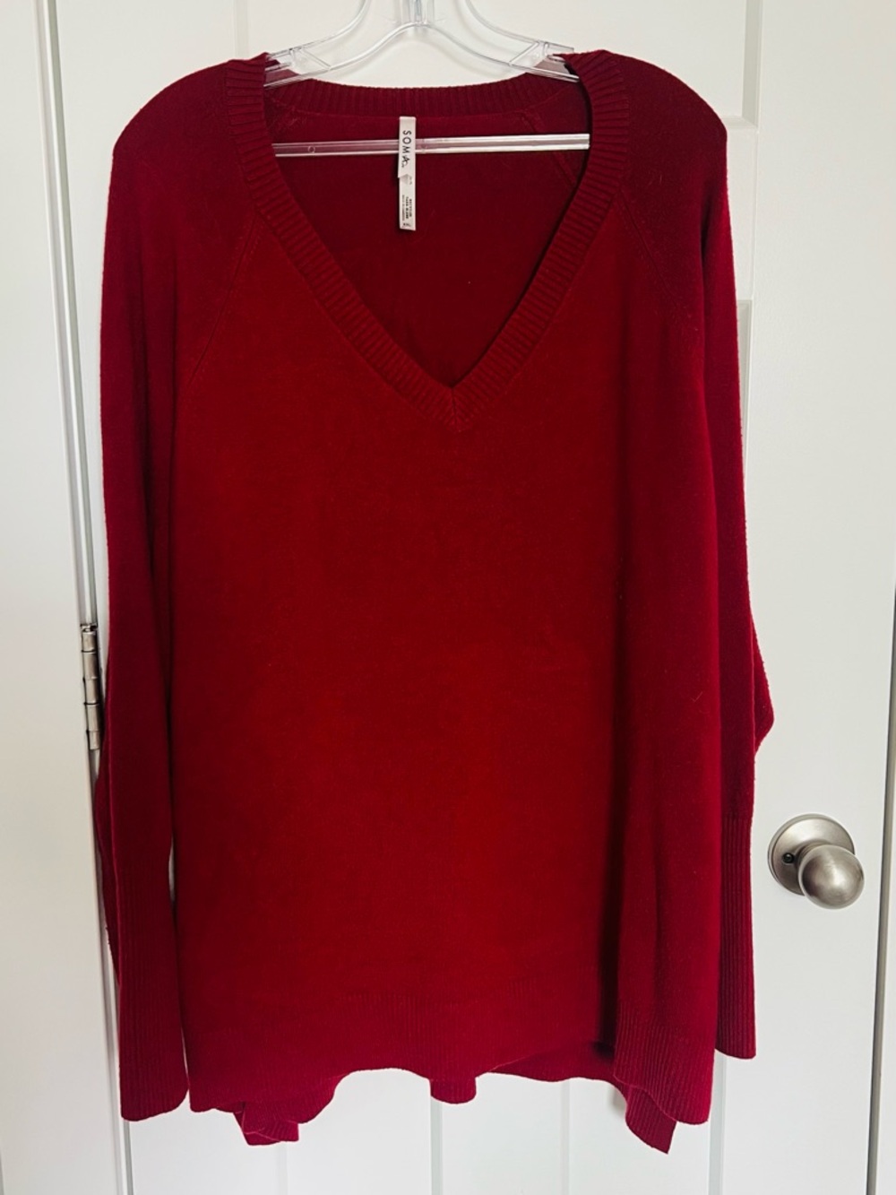 Soma Deep Red V‑Neck Women's Sweater